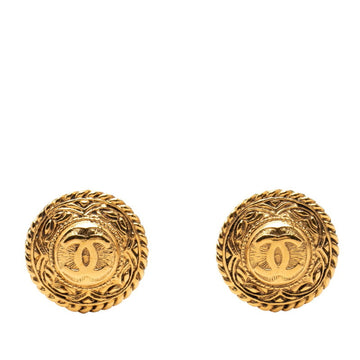 Chanel Cc Logo Round Clip-On Earrings