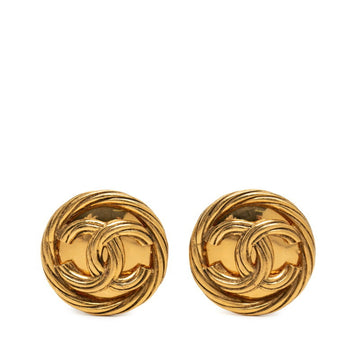 Chanel Cc Logo Round Clip-On Earrings