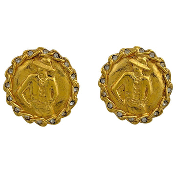 Chanel Earrings Rhinestone Gold-Tone
