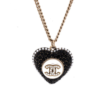Chanel Cc Heart Drop Pendant Necklace