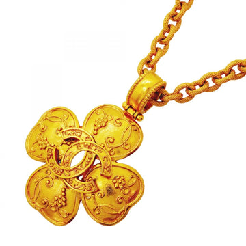 Chanel Cc Logo Clover Pendant Necklace