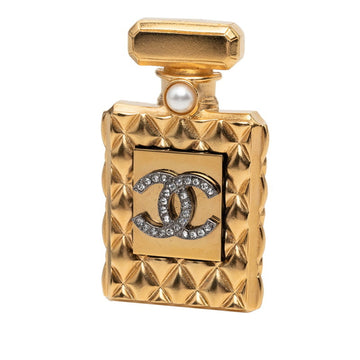 Chanel Cc Logo Brooch Gold-Tone Metal