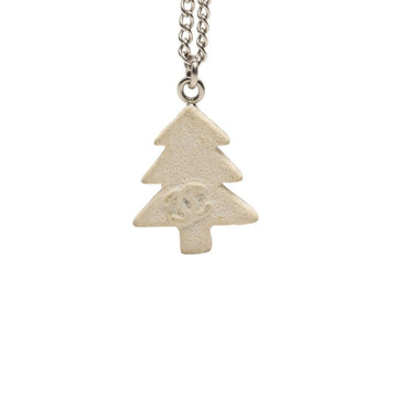 Chanel Cc Logo Pendant Necklace Silver-