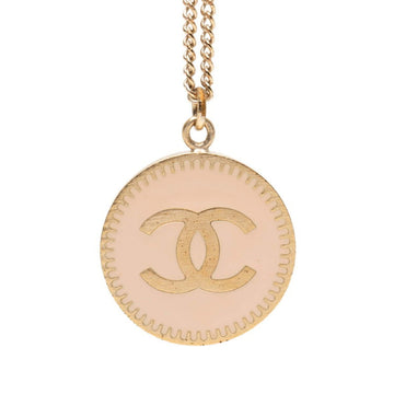 Chanel Cc Logo Round Pendant Necklace