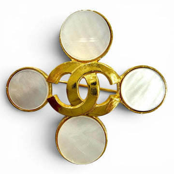 Chanel Cc Logo Brooch Gold-Tone Metal