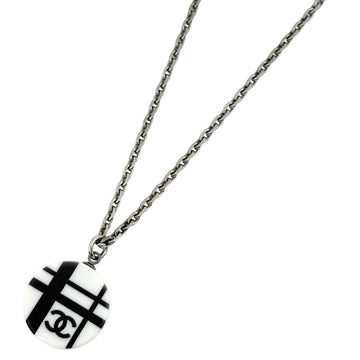 Chanel Cc Logo Pendant Necklace Silver-