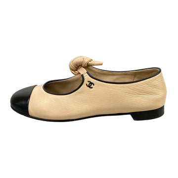 Chanel Mary Jane Beige Black Lambskin