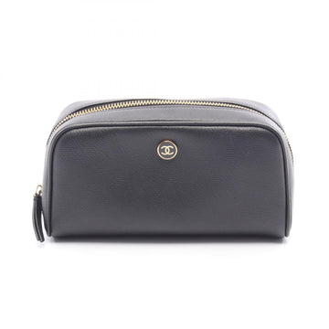 Chanel Coco Button Pouch Leather Black