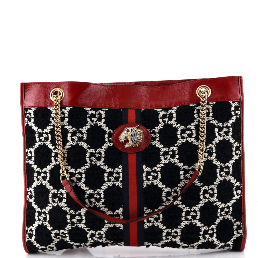 Gucci Rajah Chain Tote Gg Tweed Large
