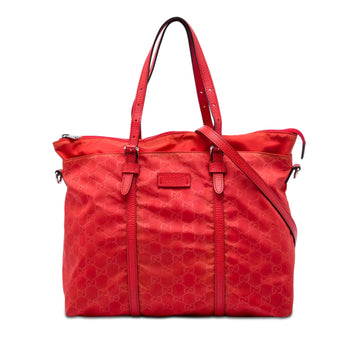 Gucci Gg Nylon Satchel Pre-Loved Red