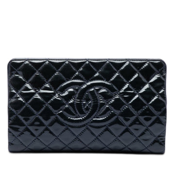 Chanel Cc Quilted Patent Timeless Clutch