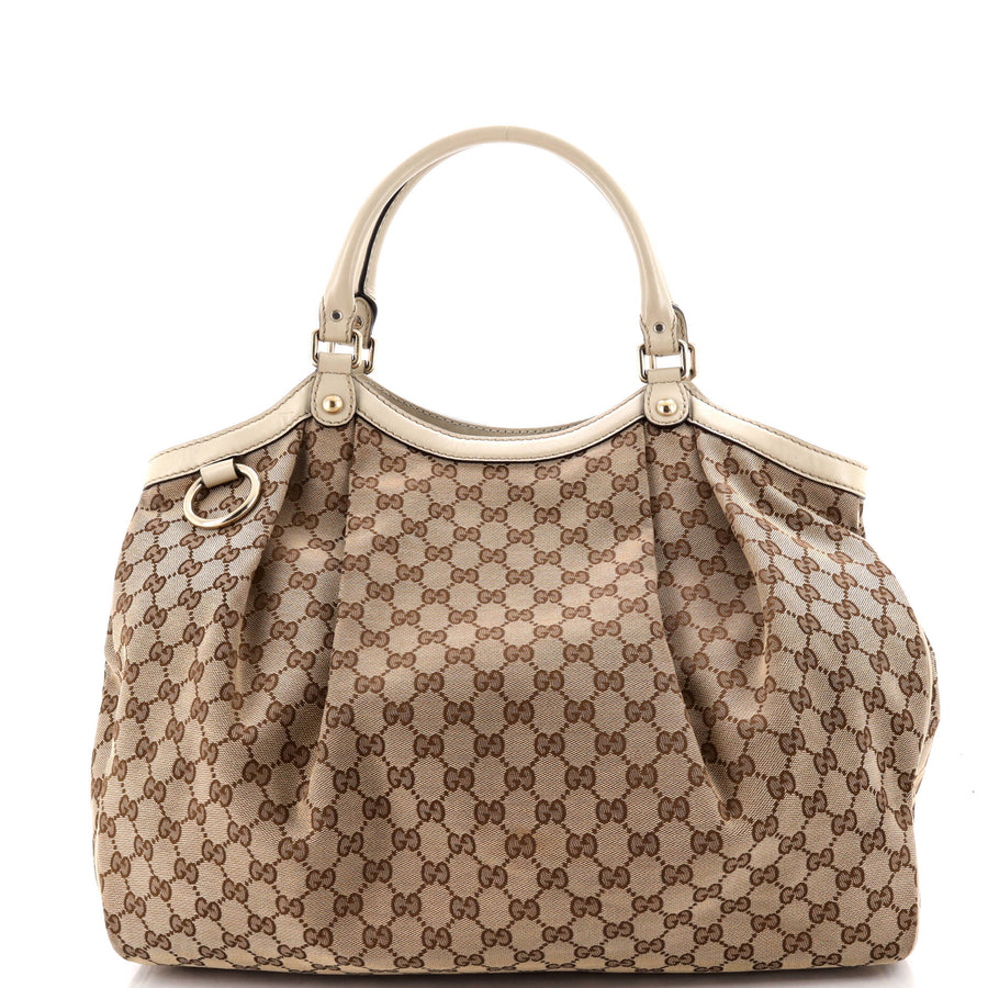 Gucci Sukey Tote Gg Canvas With Leather