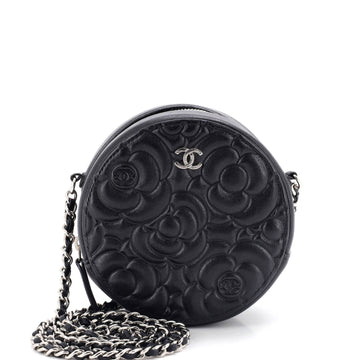 Chanel Round Clutch With Chain Camellia