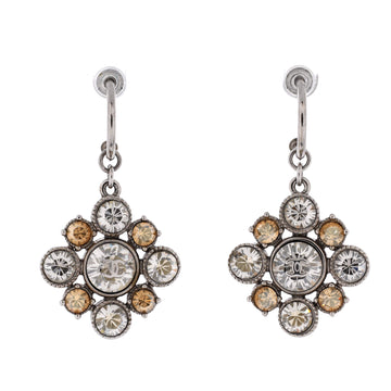 Chanel Cc Floral Drop Earrings Metal