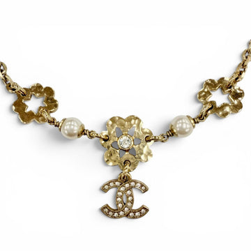 Chanel Cc Logo Flower Pendant Necklace