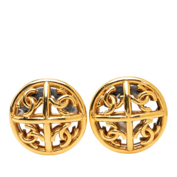 Chanel Cc Logo Round Clip-On Earrings