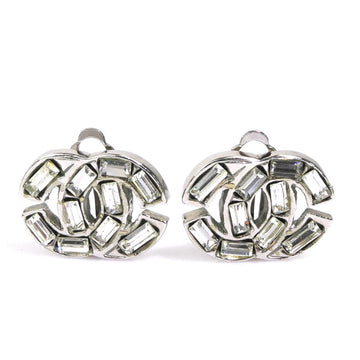 Chanel Cc Logo Clip-On Earrings Silver-