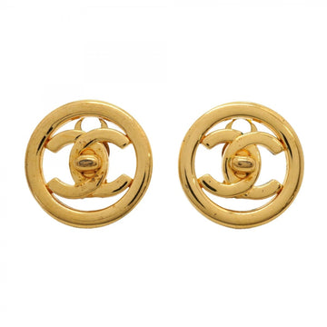 Chanel Cc Logo Turnlock Circle Earrings