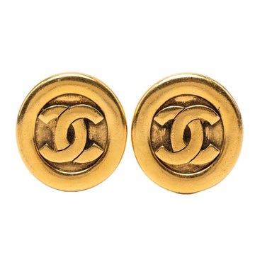 Chanel Cc Logo Round Clip-On Earrings