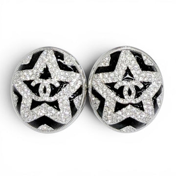 Chanel Cc Logo Star Earrings Sterling