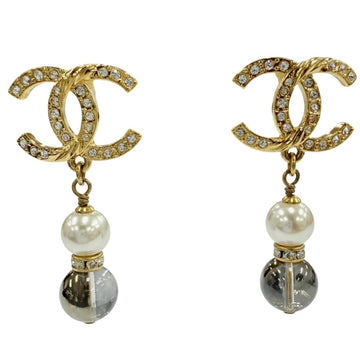 Chanel Cc Logo Earrings Metal Gold-Tone