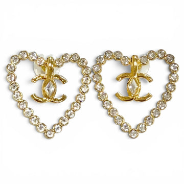 Chanel Cc Logo Heart Earrings Metal