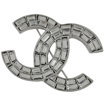 Chanel Cc Logo Brooch Silver-Tone Metal