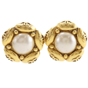 Chanel Cc Logo Flower Clip-On Earrings