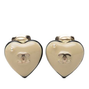 Chanel Cc Logo Heart Clip-On Earrings