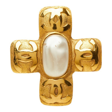 Chanel Cc Logo Cross Brooch Metal