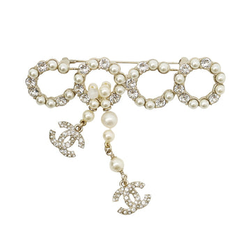 Chanel Cc Logo Brooch Gold-Tone Metal