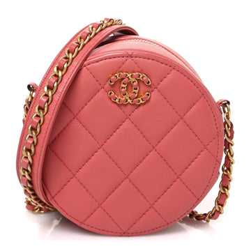 Goatskin Quilted Chanel 19 Round Clutch