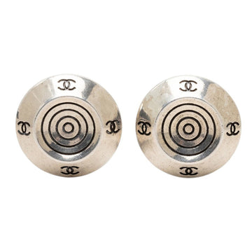 Chanel Cc Logo Round Earrings Silver-