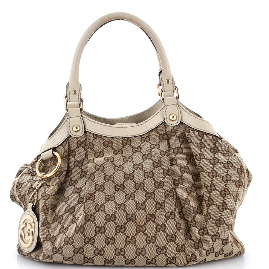 Gucci Sukey Tote Gg Canvas With Leather