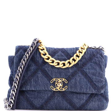 Chanel 19 Flap Bag Quilted Denim Large