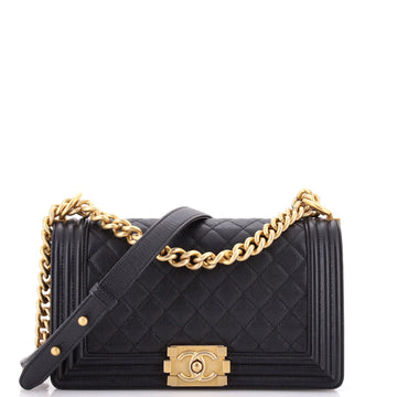 Chanel Boy Flap Bag Quilted Caviar Old