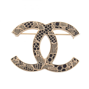 Chanel Coco Mark Lace Brooch Pin Gold