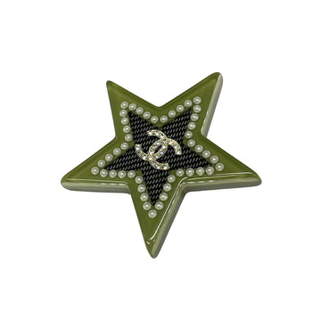 Chanel Coco Khaki Black Multi Resin Faux