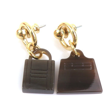 Hermes Pierce Earrings Brown/Gold