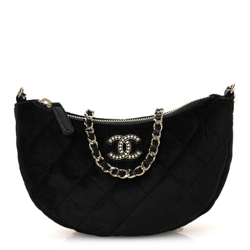 Chanel Velvet Crystal Quilted Chain Hobo