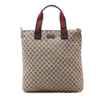 Gucci Gg Canvas Web Vertical Tote Pre-