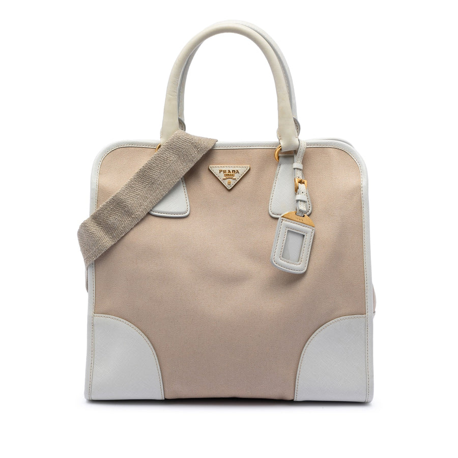 Prada Saffiano Trimmed Canvas Canapa