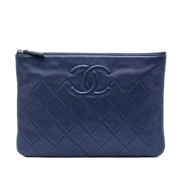 Chanel Diamond Cc O Case Clutch Quilted