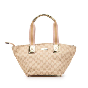Gucci Gg Canvas Web Tote Pre-Loved Beige