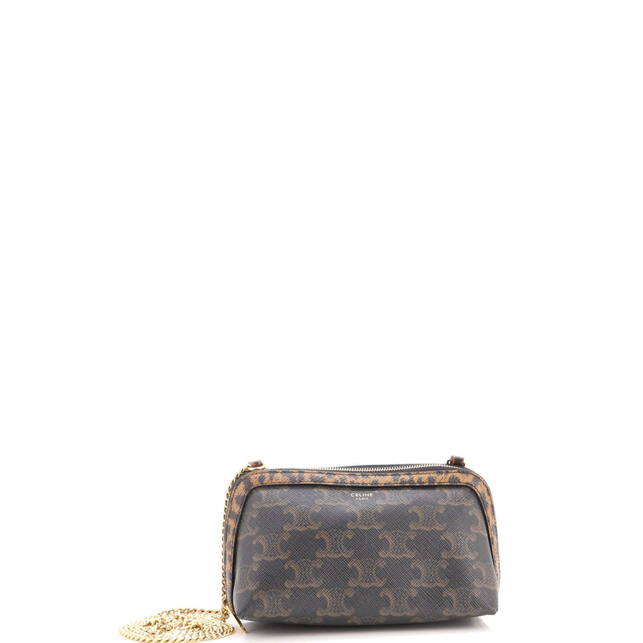 Celine Zip Around Chain Clutch Triomphe