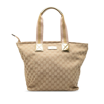 Gucci Gg Canvas Web Tote Pre-Loved Gold