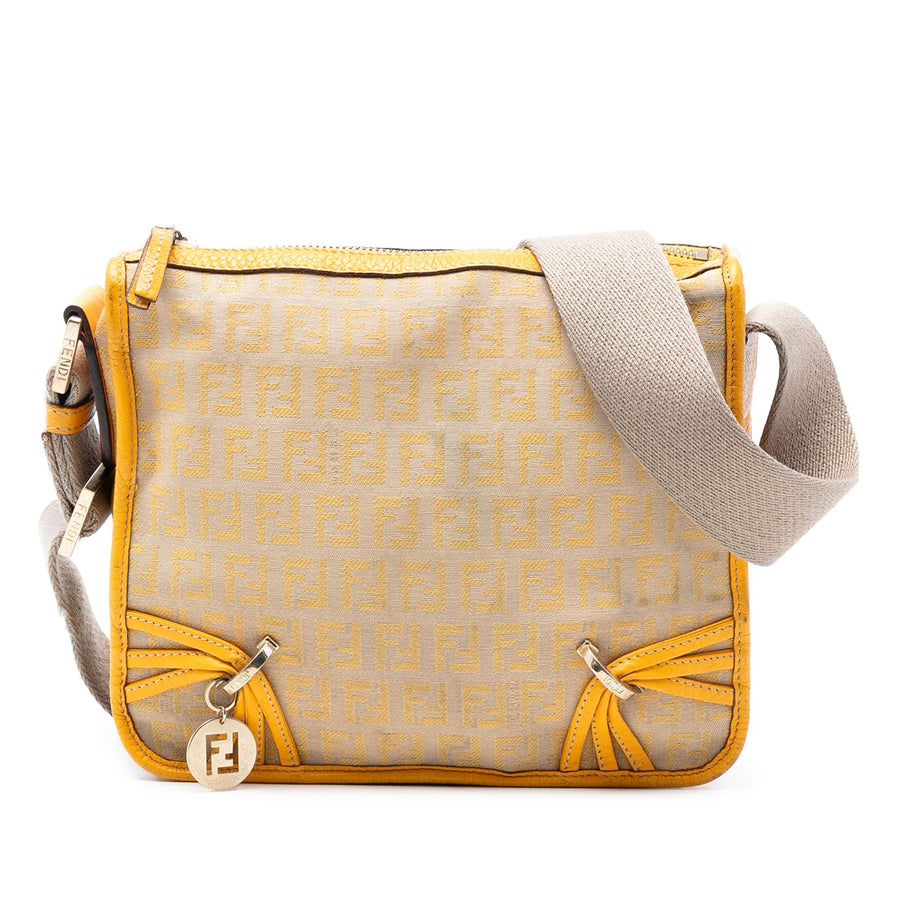 Fendi Zucchino Canvas F Charm Crossbody