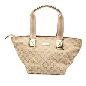 Gucci Gg Canvas Web Tote Pre-Loved Beige