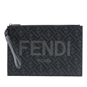 Fendi Logo Wristlet Clutch Zucca Coated
