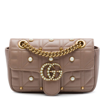 Gucci Small Gg Marmont Pearl Studded
